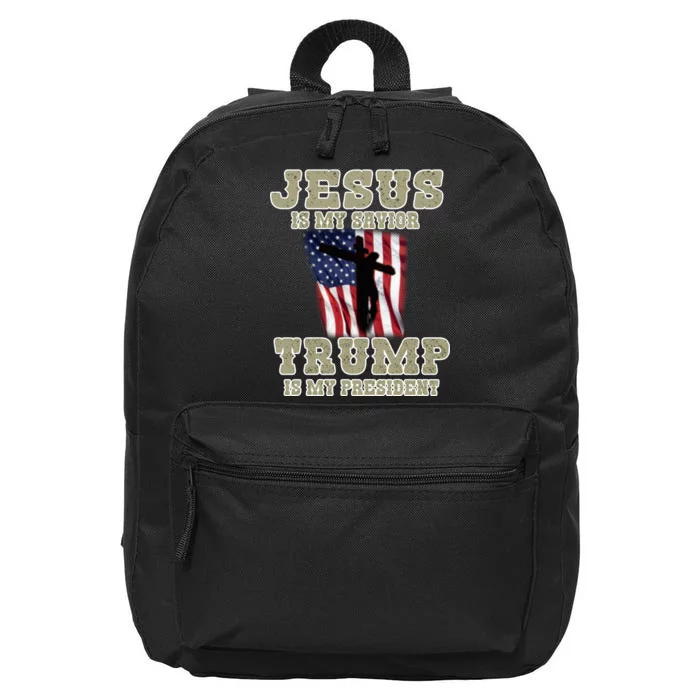 Jesus Is My Savior Trump Is My President Patriotic Flag 16 in Basic Backpack