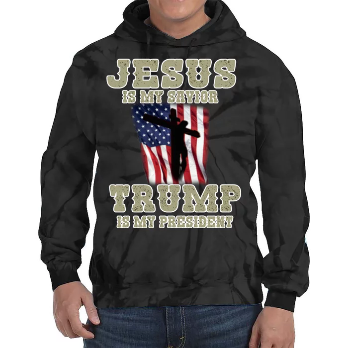 Jesus Is My Savior Trump Is My President Patriotic Flag Tie Dye Hoodie