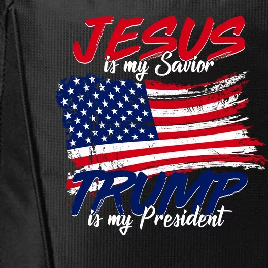 Jesus Is My Savior Trump Is My President USA Flag City Backpack