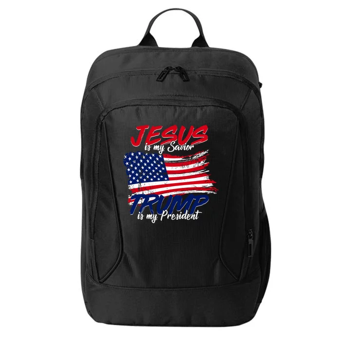 Jesus Is My Savior Trump Is My President USA Flag City Backpack