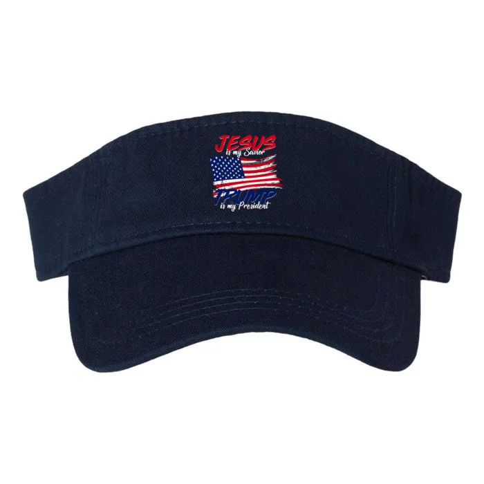 Jesus Is My Savior Trump Is My President USA Flag Valucap Bio-Washed Visor