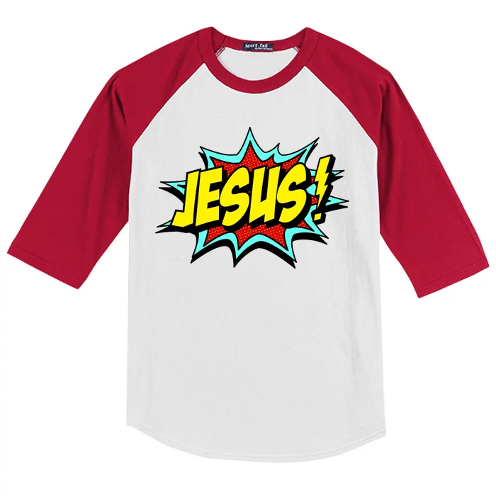 Jesus Is My Superhero Kids Colorblock Raglan Jersey