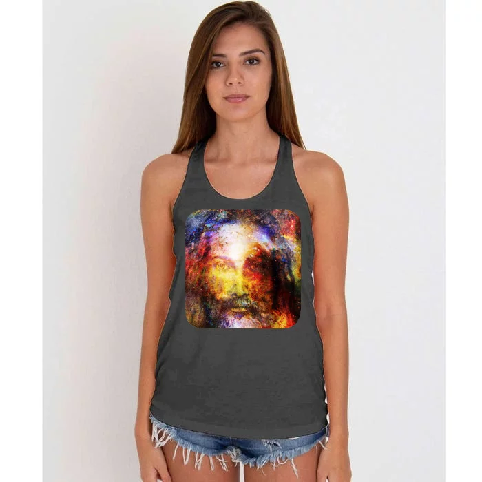 Jesus is the Galaxy Christian Painting Women's Knotted Racerback Tank