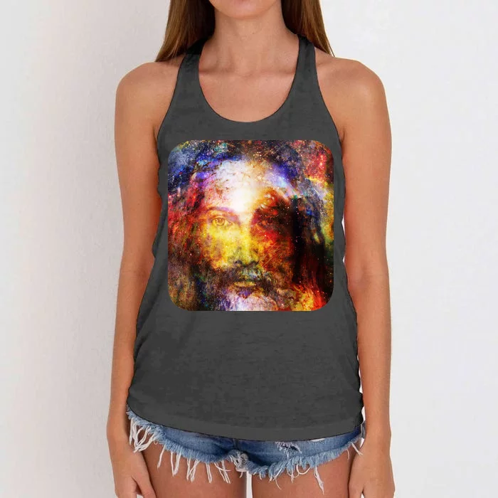 Jesus is the Galaxy Christian Painting Women's Knotted Racerback Tank