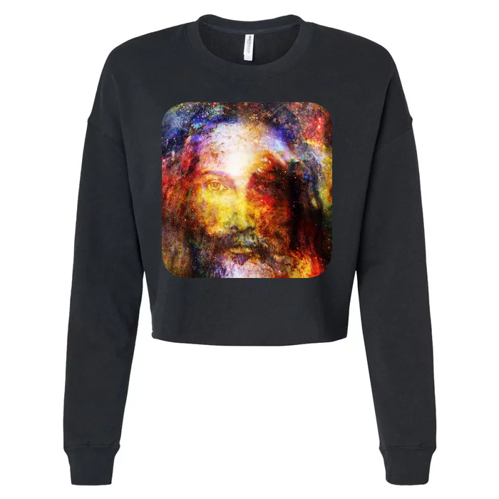 Jesus is the Galaxy Christian Painting Cropped Pullover Crew