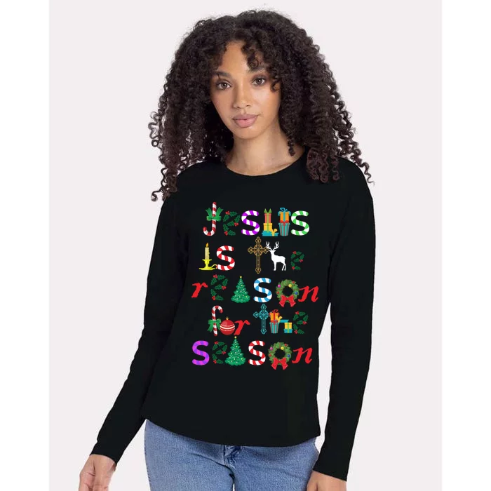 Jesus Is The Reason For The Season Christmas Womens Cotton Relaxed Long Sleeve T-Shirt