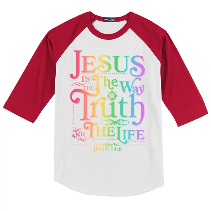 Jesus is the way the Truth and the Life John 14:6 Kids Colorblock Raglan Jersey