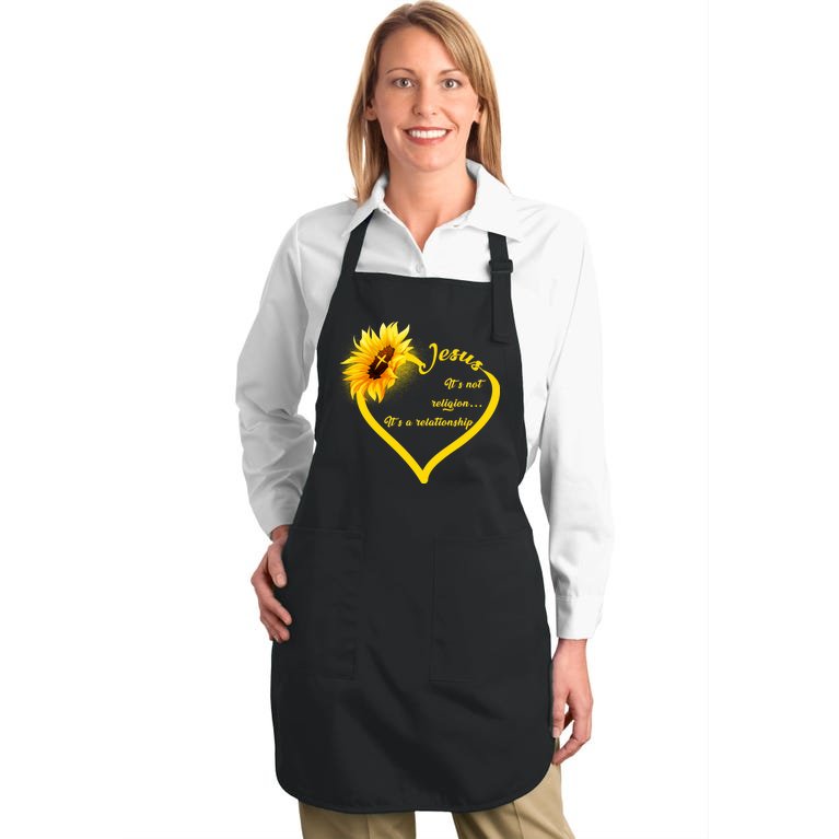 Jesus It's A Relationship Full-Length Apron With Pockets