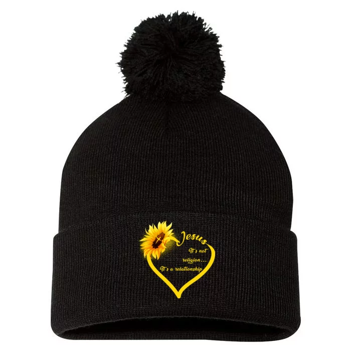 Jesus It's A Relationship Pom Pom 12in Knit Beanie