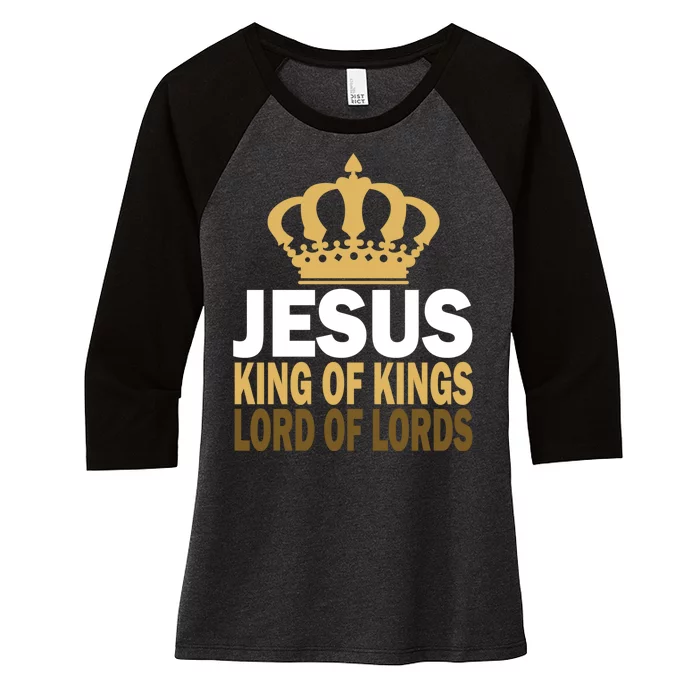 Jesus Lord Of Lords King Of Kings Women's Tri-Blend 3/4-Sleeve Raglan Shirt