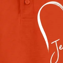 Jesus Love Simple Faith Heart Dry Zone Grid Performance Polo