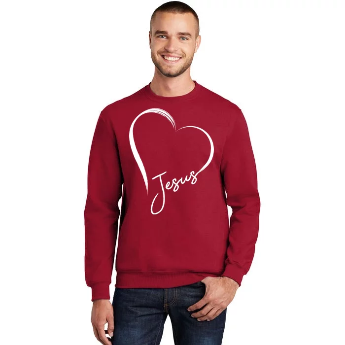 Jesus Love Simple Faith Heart Tall Sweatshirt