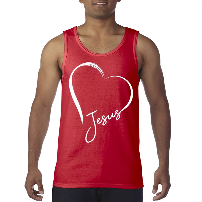 Jesus Love Simple Faith Heart Tank Top