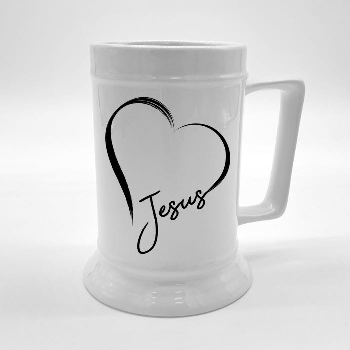 Jesus Love Simple Faith Heart Front & Back Beer Stein