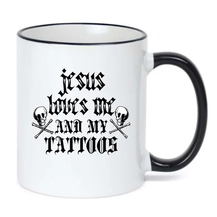 Jesus Loves Me and My Tattoos Black Color Changing Mug