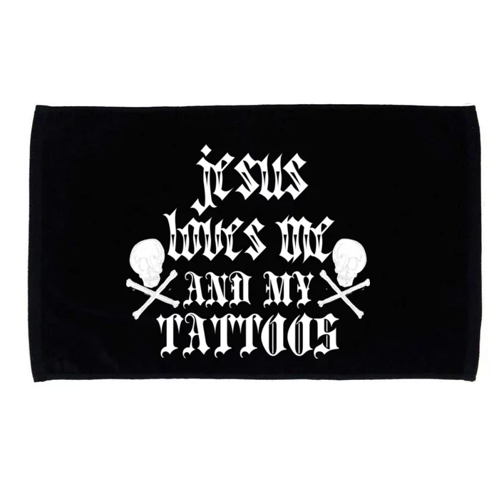 Jesus Loves Me and My Tattoos Microfiber Hand Towel