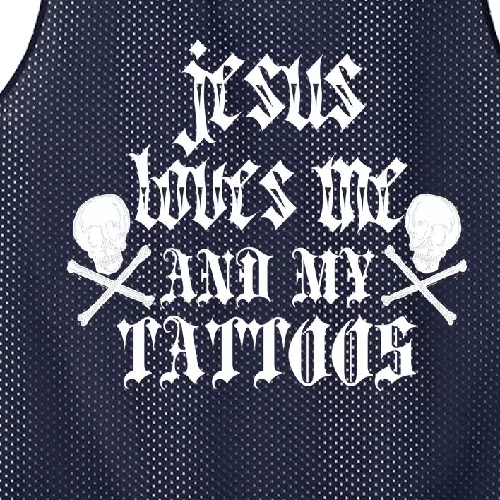 Jesus Loves Me and My Tattoos Mesh Reversible Basketball Jersey Tank