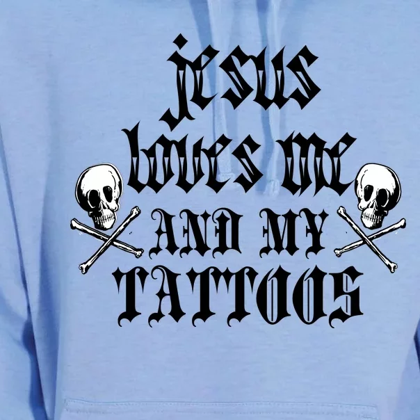 Jesus Loves Me and My Tattoos Unisex Surf Hoodie