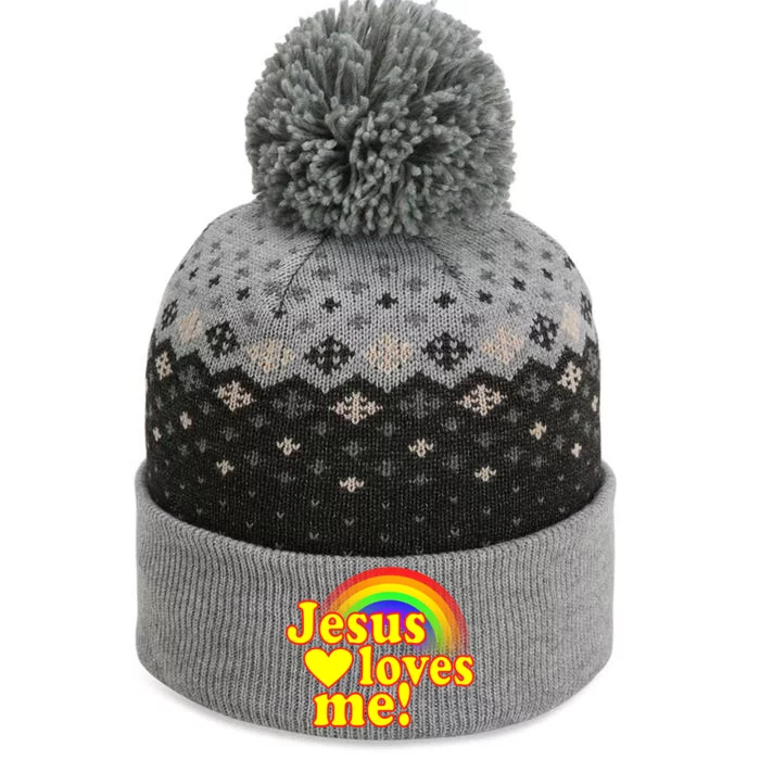 Jesus Loves Me Cool Rainbow The Baniff Cuffed Pom Beanie