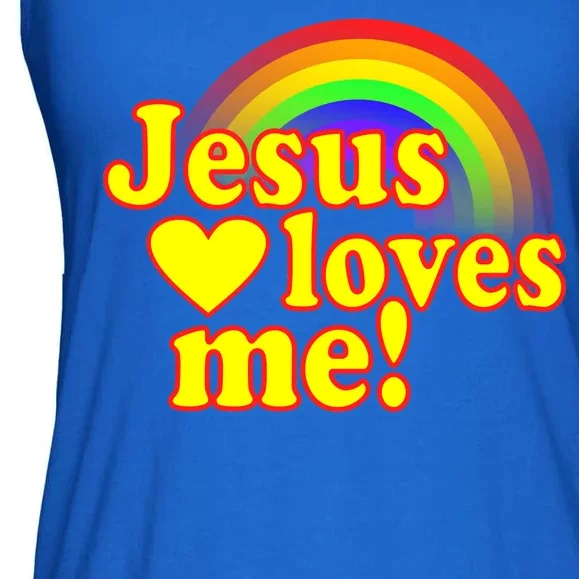 Jesus Loves Me Cool Rainbow Ladies Essential Flowy Tank