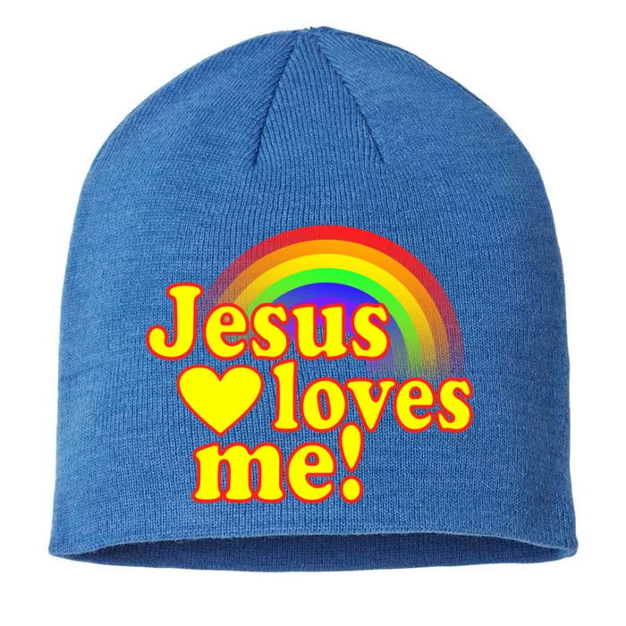 Jesus Loves Me Cool Rainbow 8 1/2in Sustainable Knit Beanie