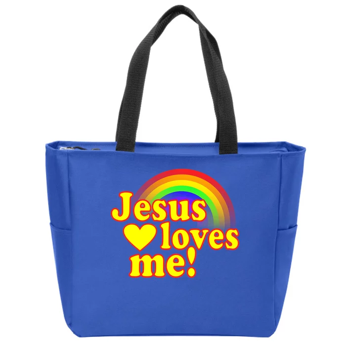 Jesus Loves Me Cool Rainbow Zip Tote Bag