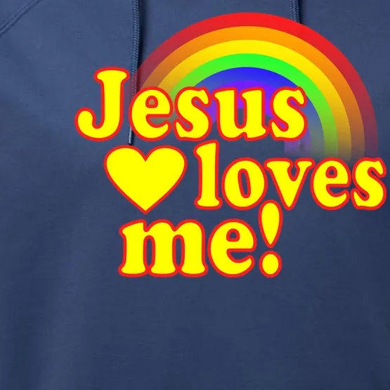 Jesus Loves Me Cool Rainbow Performance Fleece Hoodie