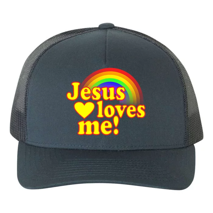 Jesus Loves Me Cool Rainbow Yupoong Adult 5-Panel Trucker Hat