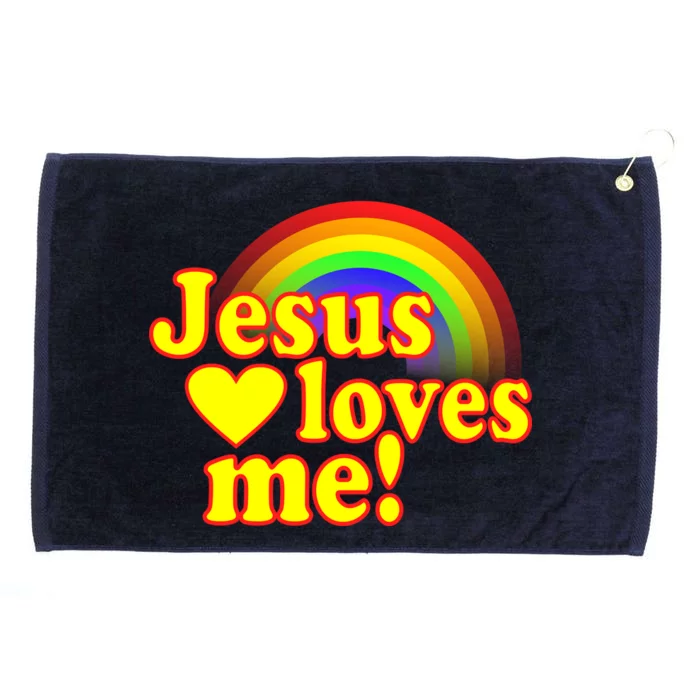 Jesus Loves Me Cool Rainbow Grommeted Golf Towel