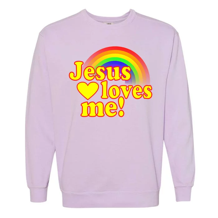 Jesus Loves Me Cool Rainbow Garment-Dyed Sweatshirt