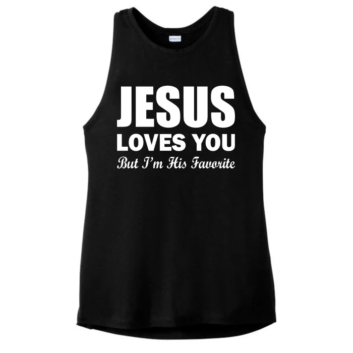 Jesus Loves You But I'm His Favorite Ladies Tri-Blend Wicking Tank