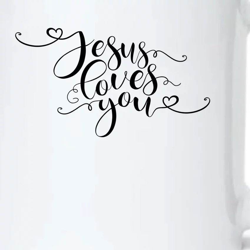 Jesus Loves You Cursive Style Black Color Changing Mug