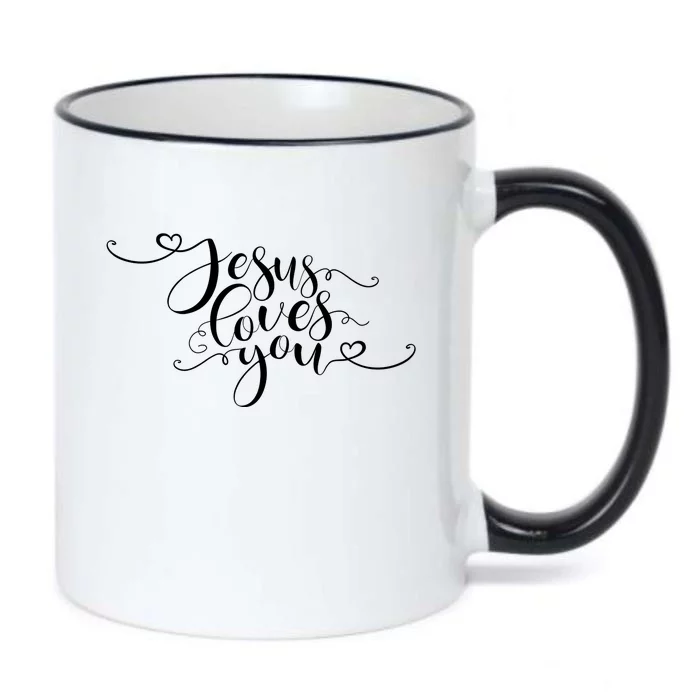 Jesus Loves You Cursive Style Black Color Changing Mug