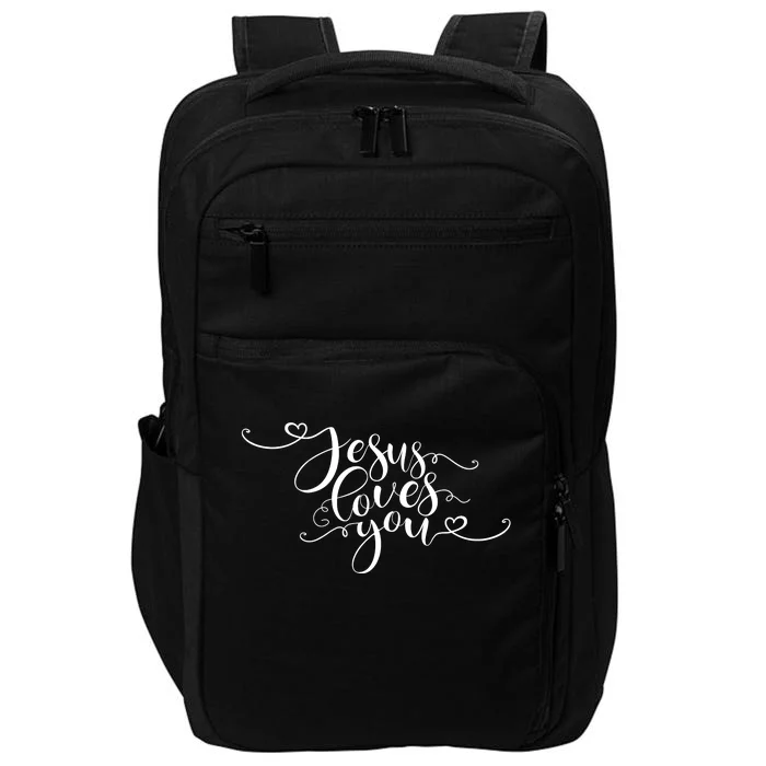 Jesus Loves You Cursive Style Impact Tech Backpack