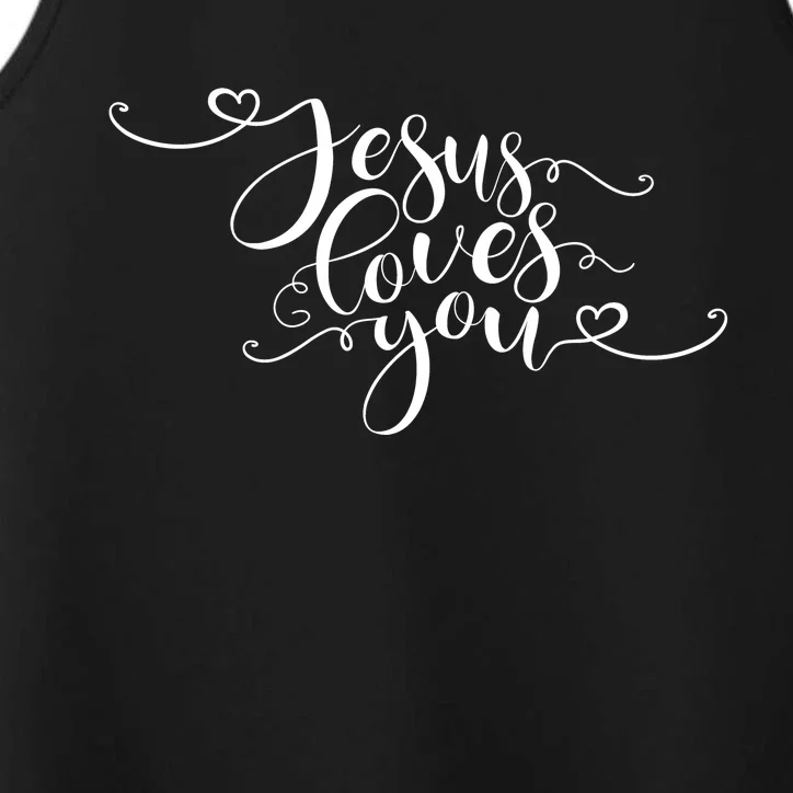 Jesus Loves You Cursive Style Performance Tank