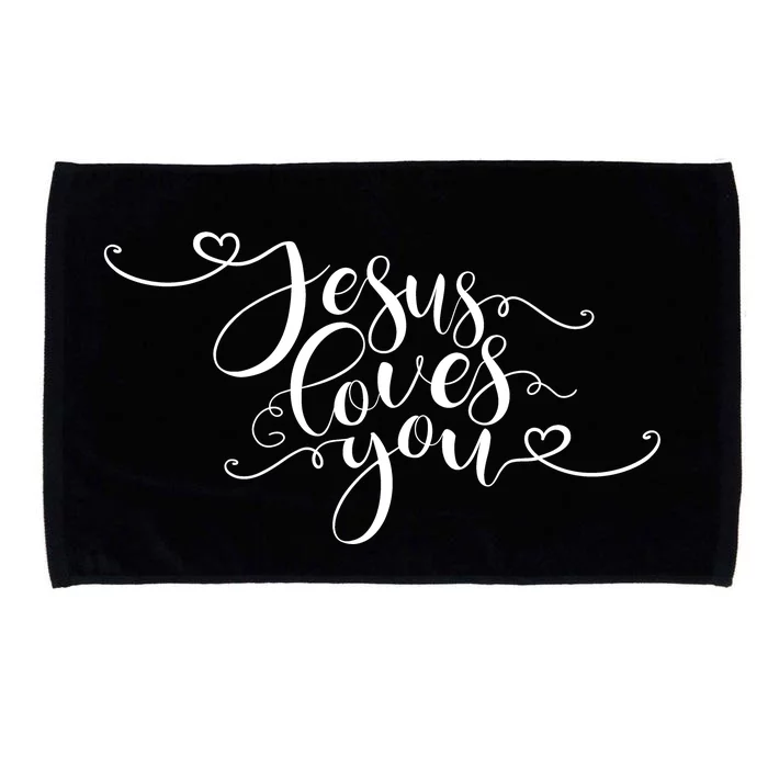 Jesus Loves You Cursive Style Microfiber Hand Towel