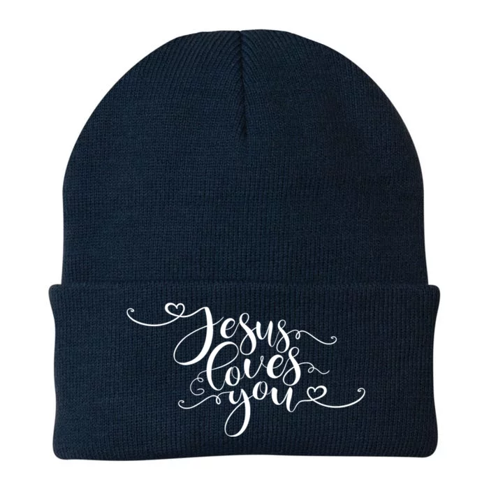 Jesus Loves You Cursive Style Knit Cap Winter Beanie