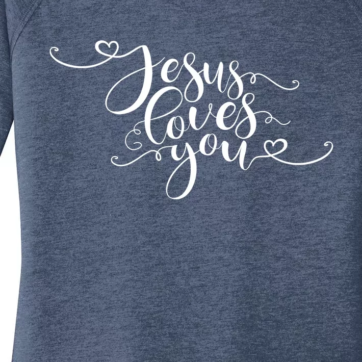 Jesus Loves You Cursive Style Women's Perfect Tri Tunic Long Sleeve Shirt