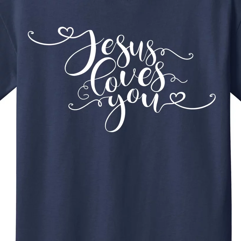 Jesus Loves You Cursive Style Kids T-Shirt