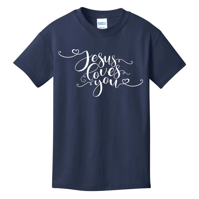 Jesus Loves You Cursive Style Kids T-Shirt