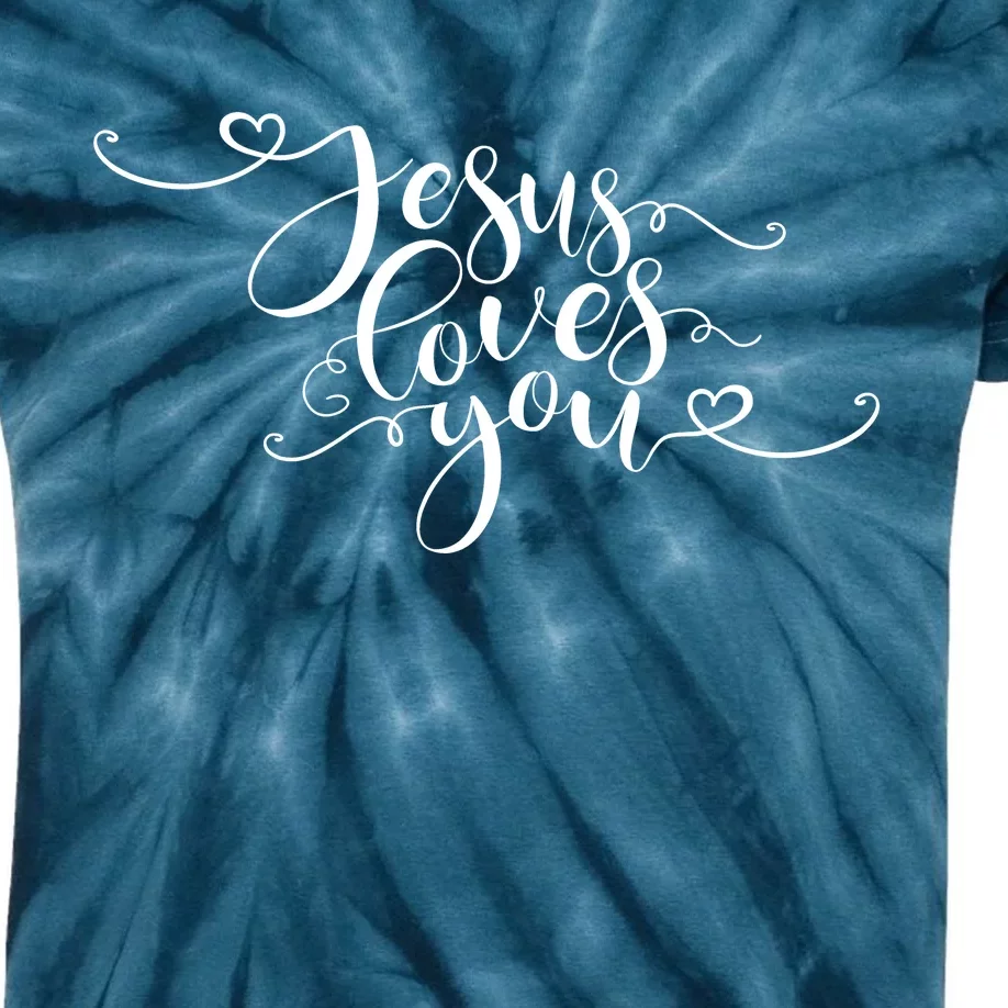 Jesus Loves You Cursive Style Kids Tie-Dye T-Shirt