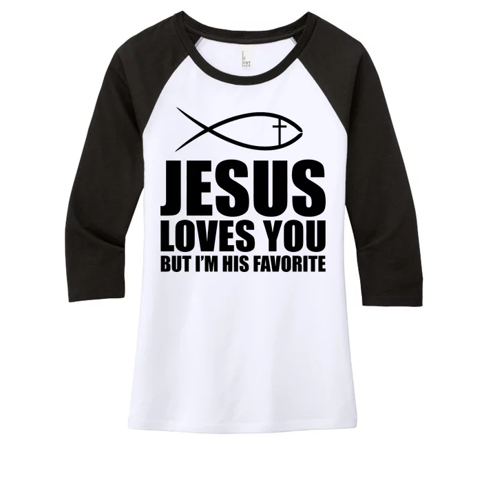 Jesus Loves You Funny Christain Women's Tri-Blend 3/4-Sleeve Raglan Shirt