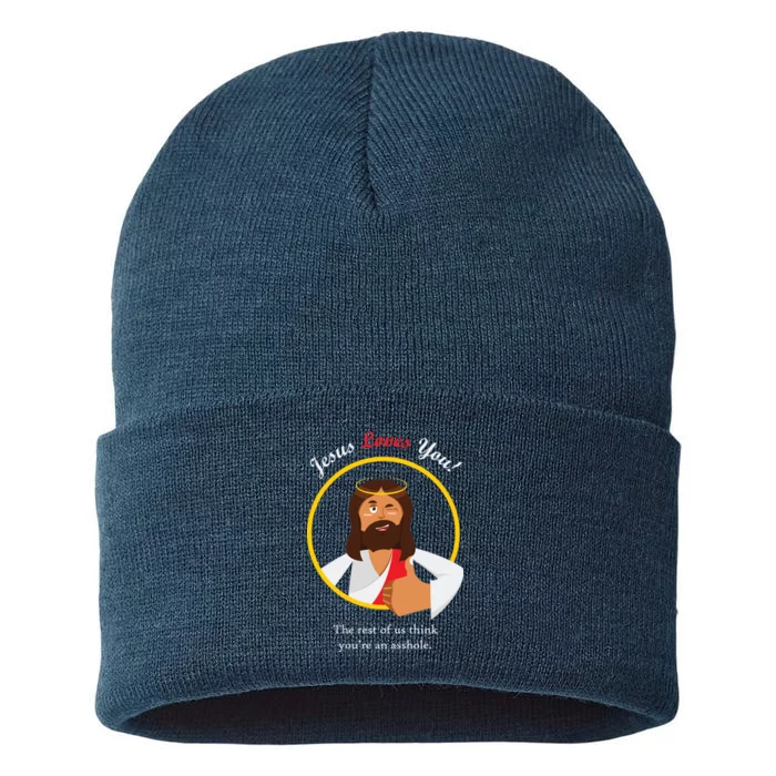 Jesus Loves You Funny Christian Sustainable Knit Beanie