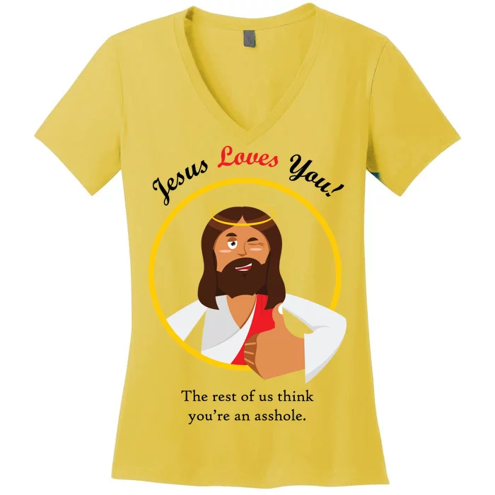 Jesus Loves You Funny Christian Women's V-Neck T-Shirt