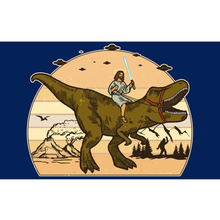 Jesus Riding T-Rex Dinosaur Funny Vintage Bumper Sticker