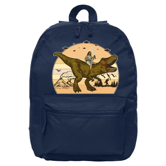 Jesus Riding T-Rex Dinosaur Funny Vintage 16 in Basic Backpack