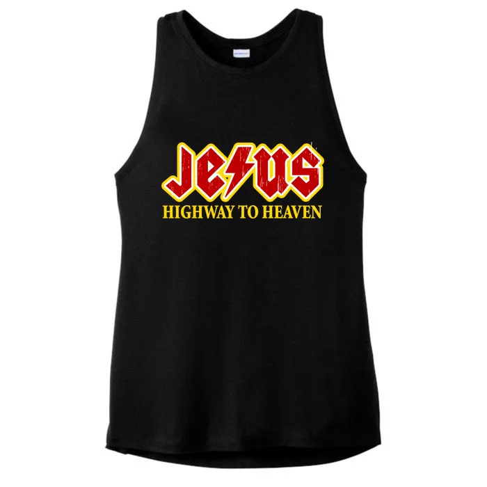 Jesus Rocks Highway To heaven Ladies Tri-Blend Wicking Tank