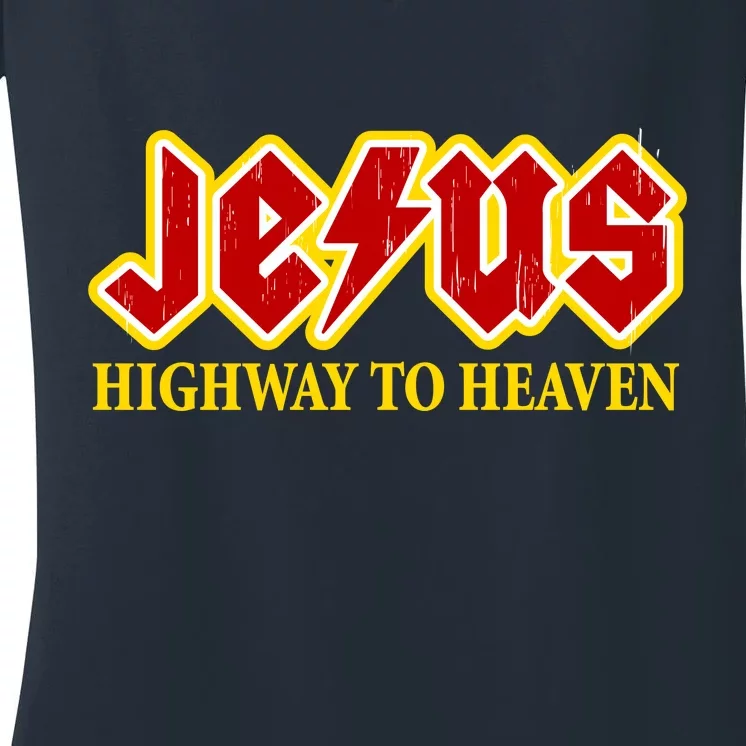 Jesus Rocks Highway To heaven Women's V-Neck T-Shirt