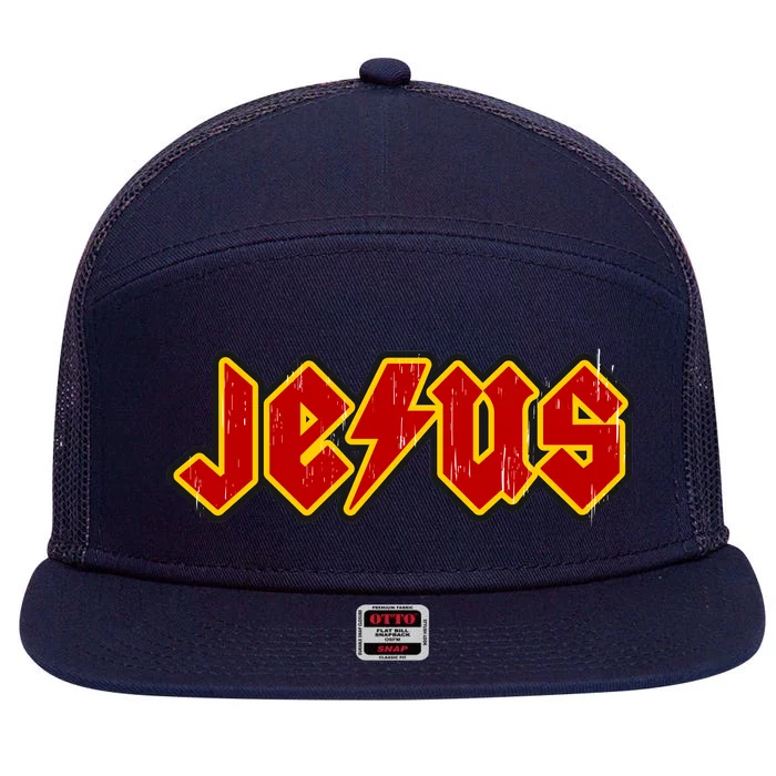 Jesus Rocks Logo 7 Panel Mesh Trucker Snapback Hat