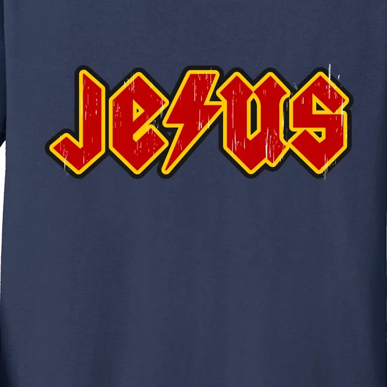 Jesus Rocks Logo Kids Long Sleeve Shirt